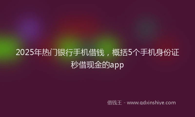 2025年热门银行手机借钱，概括5个手机身份证秒借现金的app