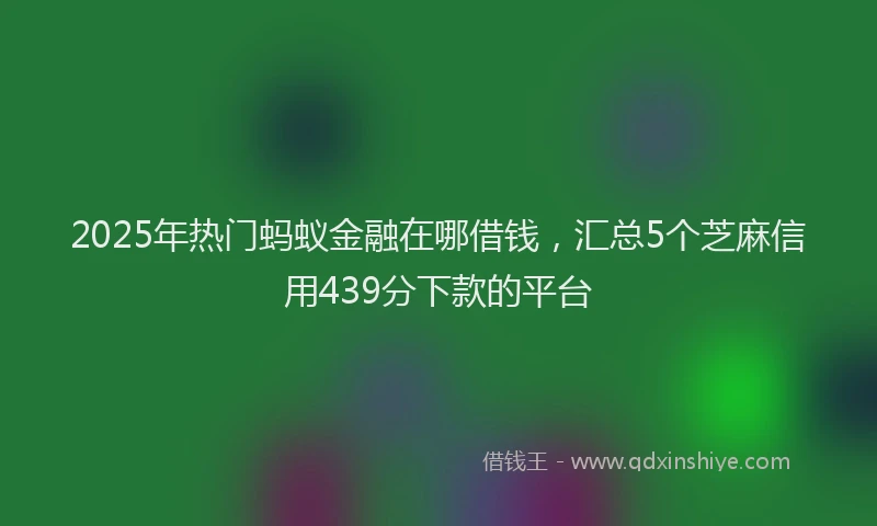 2025年热门蚂蚁金融在哪借钱，汇总5个芝麻信用439分下款的平台