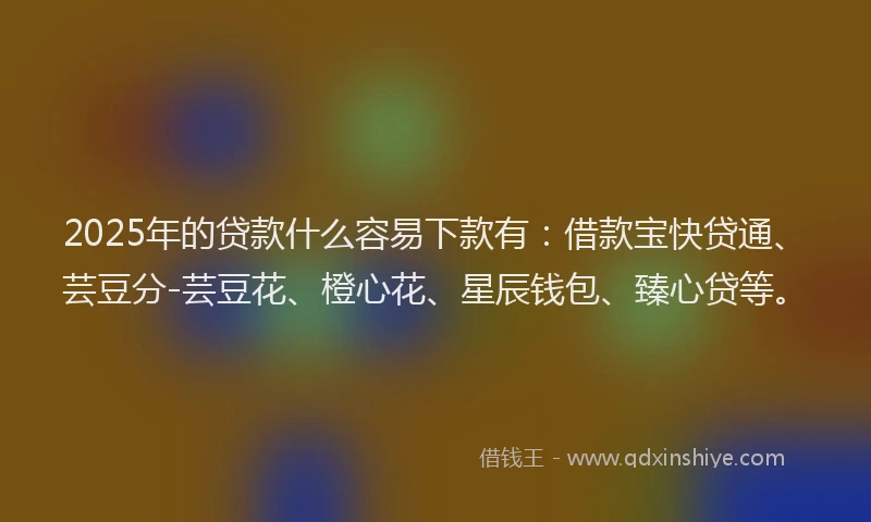 2025年的贷款什么容易下款有:借款宝快贷通、芸豆分-芸豆花、橙心花、星辰钱包、臻心贷等。