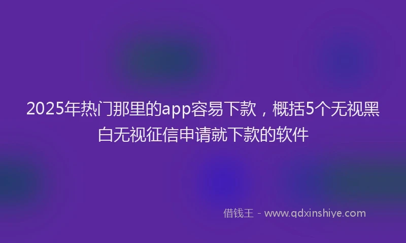 2025年热门那里的app容易下款，概括5个无视黑白无视征信申请就下款的软件