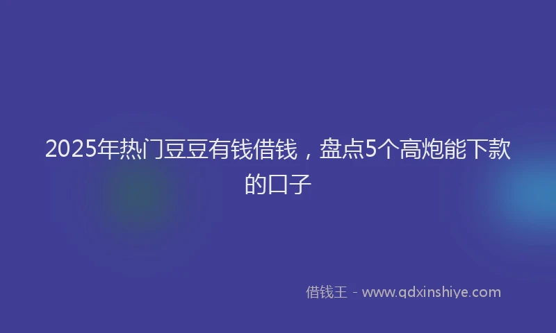 2025年热门豆豆有钱借钱，盘点5个高炮能下款的口子