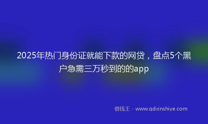 2025年热门身份证就能下款的网贷，盘点5个黑户急需三万秒到的的app