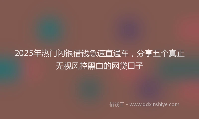 2025年热门闪银借钱急速直通车，分享五个真正无视风控黑白的网贷口子
