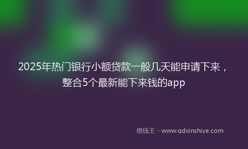 2025年热门银行小额贷款一般几天能申请下来，整合5个最新能下来钱的app