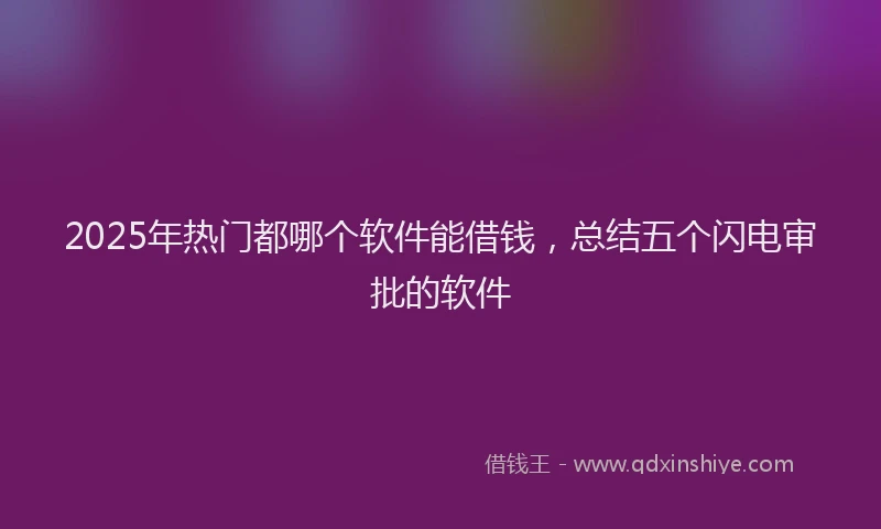 2025年热门都哪个软件能借钱，总结五个闪电审批的软件