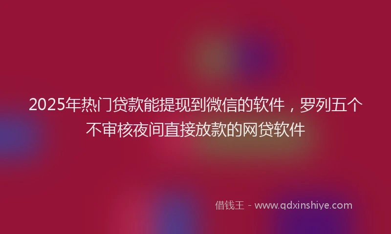 2025年热门贷款能提现到微信的软件,罗列五个不审核夜间直接放款的网贷软件