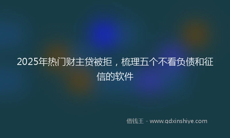 2025年热门财主贷被拒，梳理五个不看负债和征信的软件