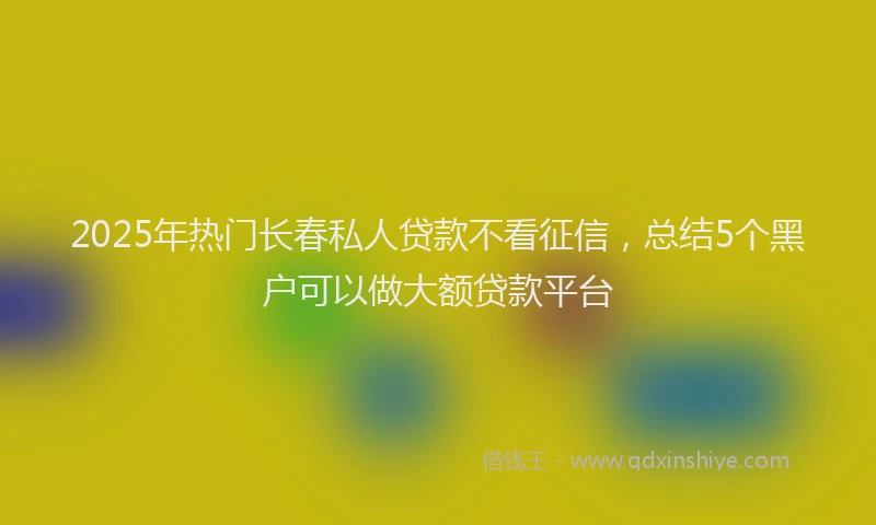 2025年热门长春私人贷款不看征信,总结5个黑户可以做大额贷款平台