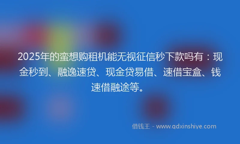 2025年的蛮想购租机能无视征信秒下款吗有：现金秒到、融逸速贷、现金贷易借、速借宝盒、钱速借融途等。