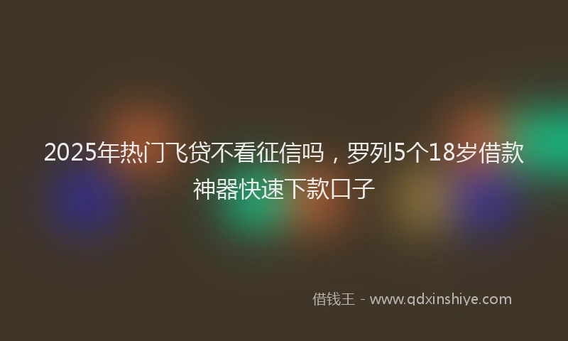 2025年热门飞贷不看征信吗，罗列5个18岁借款神器快速下款口子