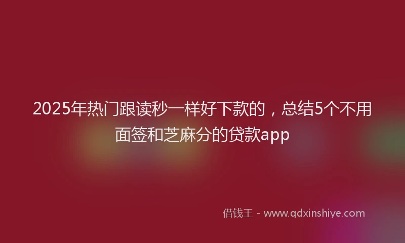 2025年热门跟读秒一样好下款的,总结5个不用面签和芝麻分的贷款app
