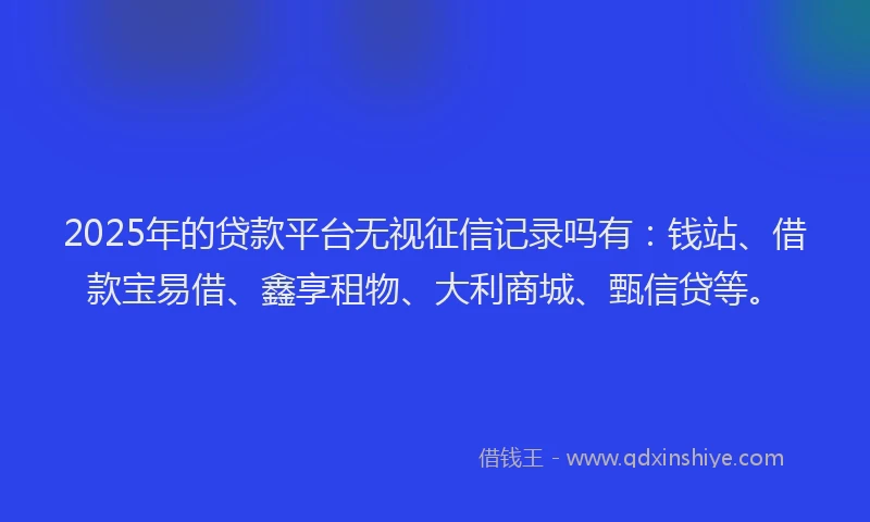 2025年的贷款平台无视征信记录吗有:钱站、借款宝易借、鑫享租物、大利商城、甄信贷等。