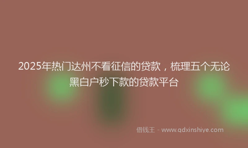2025年热门达州不看征信的贷款,梳理五个无论黑白户秒下款的贷款平台