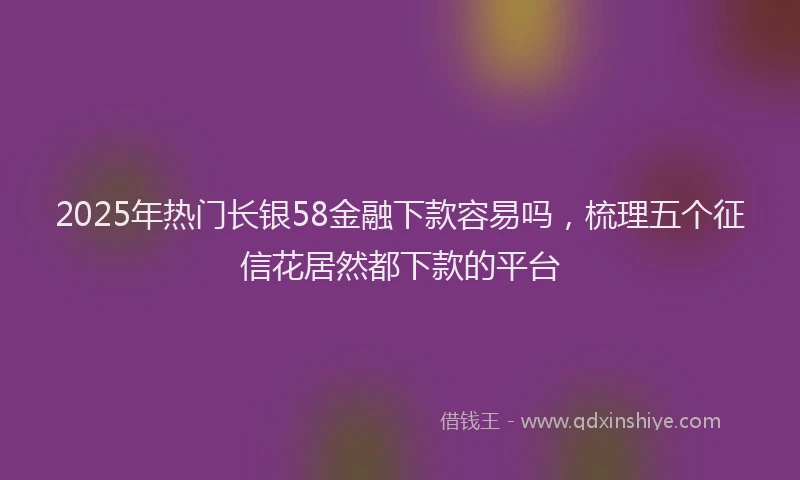 2025年热门长银58金融下款容易吗，梳理五个征信花居然都下款的平台