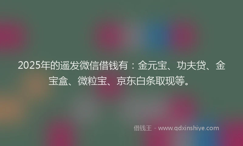 2025年的遥发微信借钱有:金元宝、功夫贷、金宝盒、微粒宝、京东白条取现等。