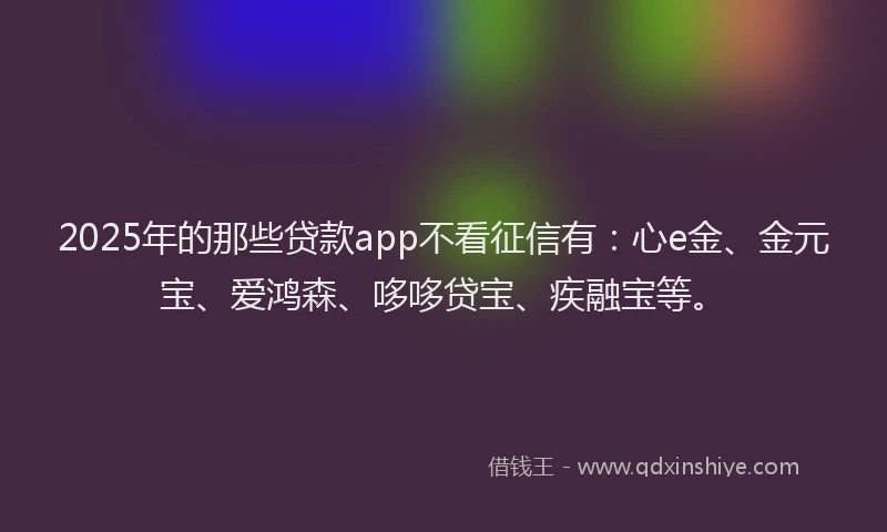 2025年的那些贷款app不看征信有:心e金、金元宝、爱鸿森、哆哆贷宝、疾融宝等。