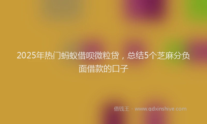 2025年热门蚂蚁借呗微粒贷，总结5个芝麻分负面借款的口子
