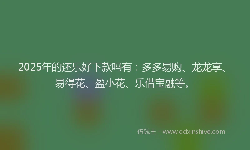 2025年的还乐好下款吗有:多多易购、龙龙享、易得花、盈小花、乐借宝融等。