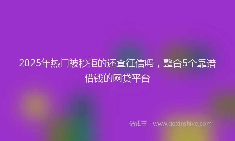 2025年热门被秒拒的还查征信吗，整合5个靠谱借钱的网贷平台