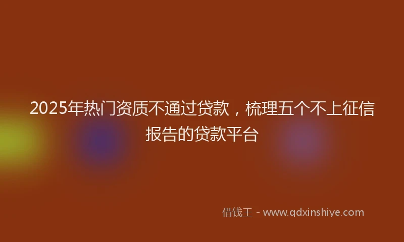 2025年热门资质不通过贷款,梳理五个不上征信报告的贷款平台