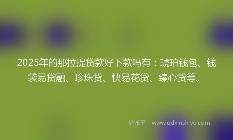 2025年的那拉提贷款好下款吗有:琥珀钱包、钱袋易贷融、珍珠贷、快易花贷、臻心贷等。