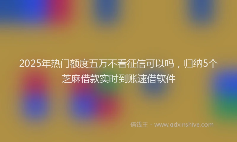 2025年热门额度五万不看征信可以吗，归纳5个芝麻借款实时到账速借软件