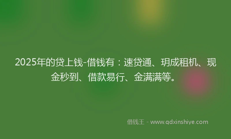 2025年的贷上钱-借钱有:速贷通、玥成租机、现金秒到、借款易行、金满满等。