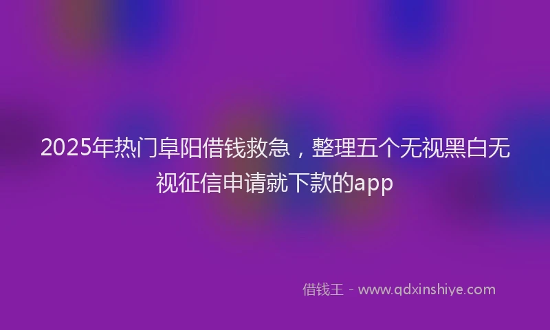 2025年热门阜阳借钱救急，整理五个无视黑白无视征信申请就下款的app