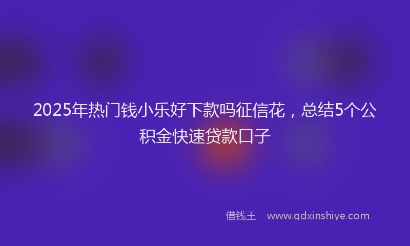 2025年热门钱小乐好下款吗征信花，总结5个公积金快速贷款口子