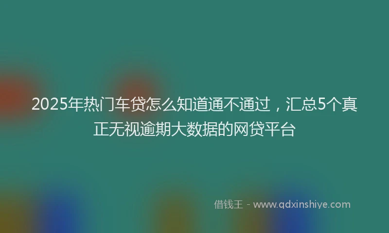 2025年热门车贷怎么知道通不通过，汇总5个真正无视逾期大数据的网贷平台