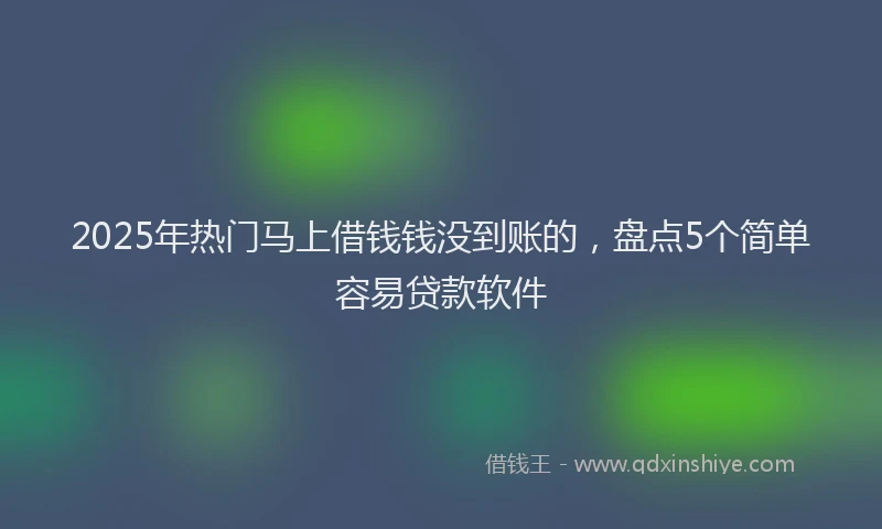 2025年热门马上借钱钱没到账的,盘点5个简单容易贷款软件