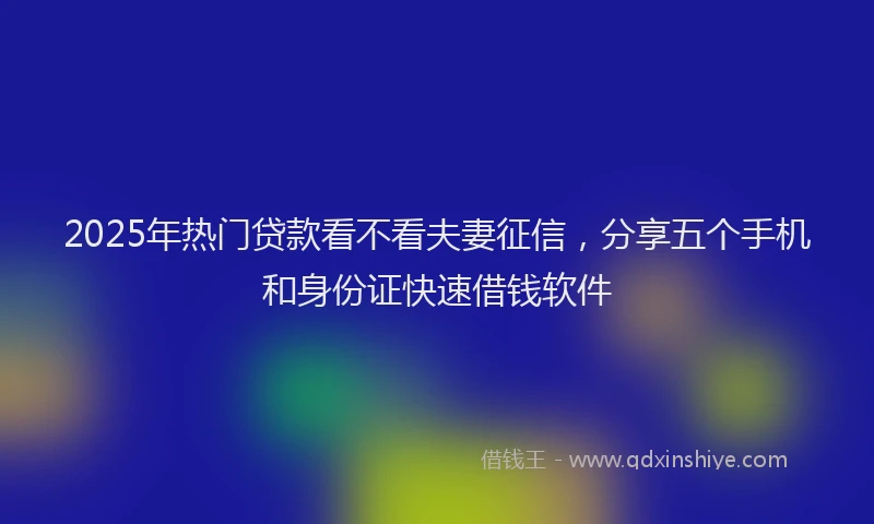 2025年热门贷款看不看夫妻征信,分享五个手机和身份证快速借钱软件