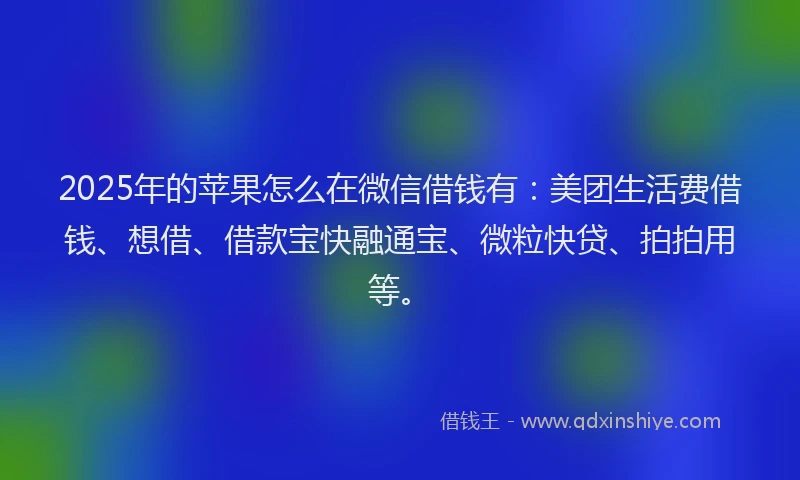 2025年的苹果怎么在微信借钱有：美团生活费借钱、想借、借款宝快融通宝、微粒快贷、拍拍用等。