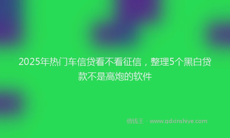 2025年热门车信贷看不看征信,整理5个黑白贷款不是高炮的软件