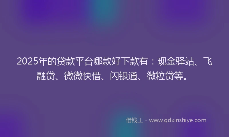 2025年的贷款平台哪款好下款有:现金驿站、飞融贷、微微快借、闪银通、微粒贷等。