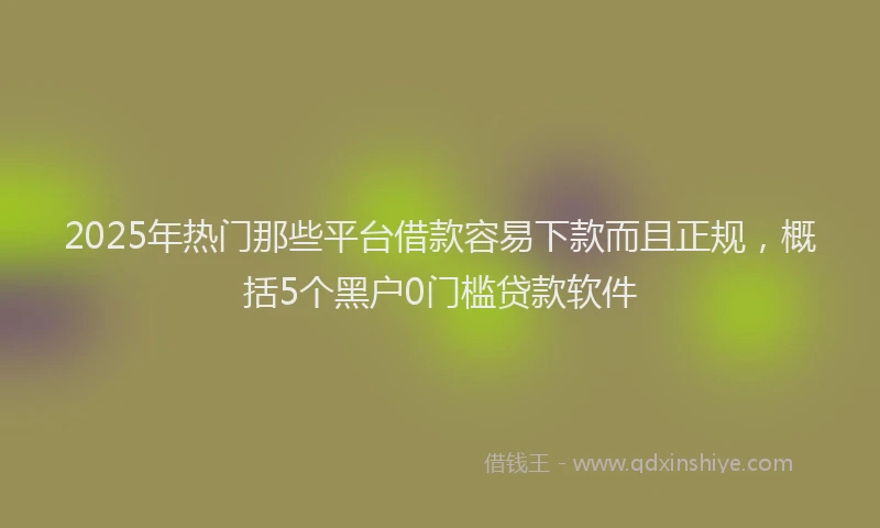 2025年热门那些平台借款容易下款而且正规，概括5个黑户0门槛贷款软件