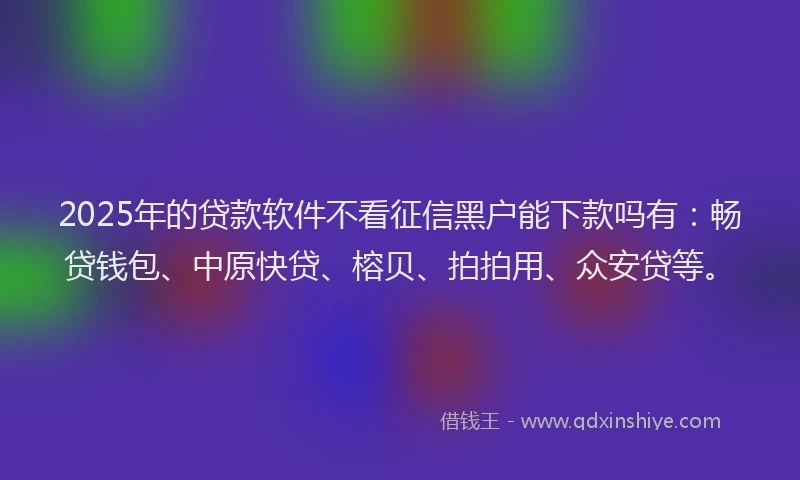2025年的贷款软件不看征信黑户能下款吗有:畅贷钱包、中原快贷、榕贝、拍拍用、众安贷等。