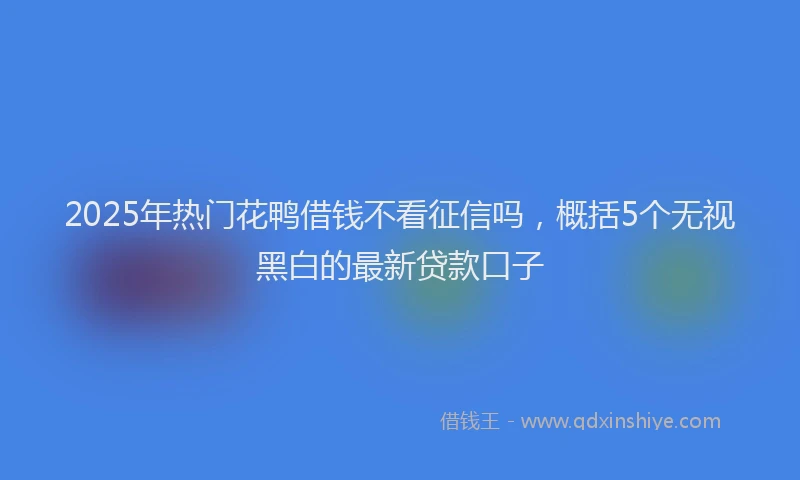 2025年热门花鸭借钱不看征信吗，概括5个无视黑白的最新贷款口子