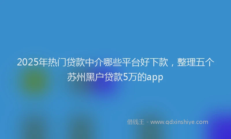 2025年热门贷款中介哪些平台好下款,整理五个苏州黑户贷款5万的app