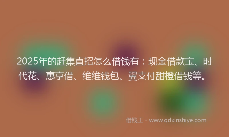 2025年的赶集直招怎么借钱有：现金借款宝、时代花、惠享借、维维钱包、翼支付甜橙借钱等。