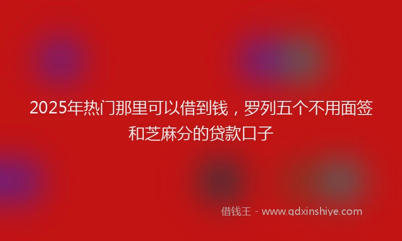 2025年热门那里可以借到钱，罗列五个不用面签和芝麻分的贷款口子