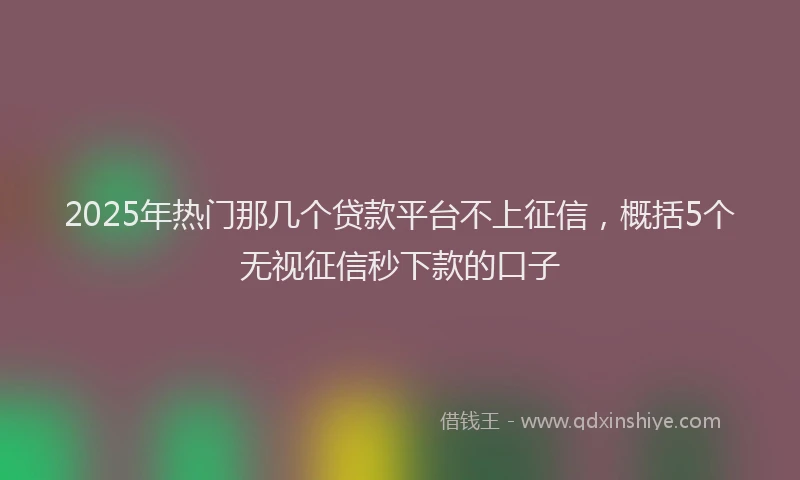 2025年热门那几个贷款平台不上征信,概括5个无视征信秒下款的口子