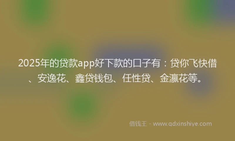 2025年的贷款app好下款的口子有:贷你飞快借、安逸花、鑫贷钱包、任性贷、金瀛花等。