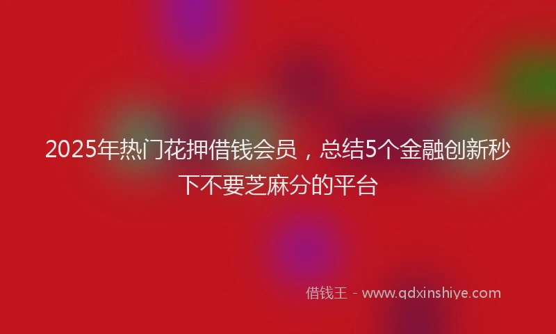 2025年热门花押借钱会员，总结5个金融创新秒下不要芝麻分的平台