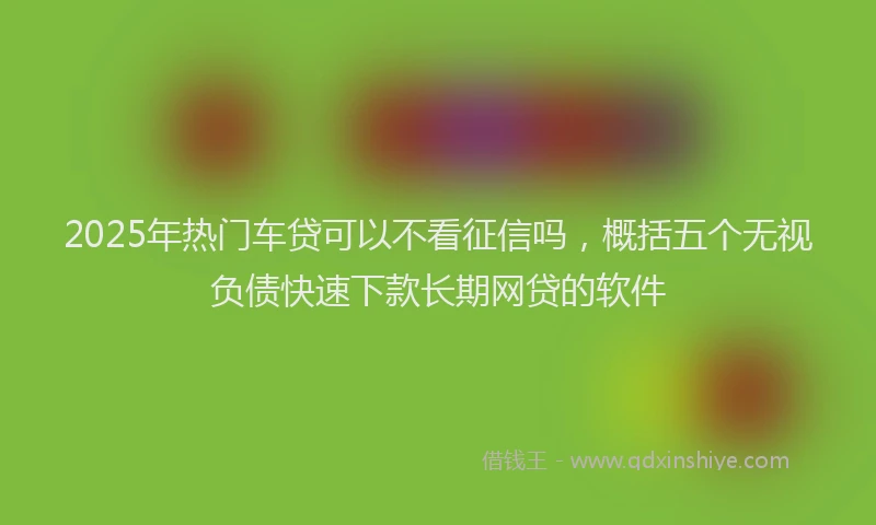 2025年热门车贷可以不看征信吗,概括五个无视负债快速下款长期网贷的软件