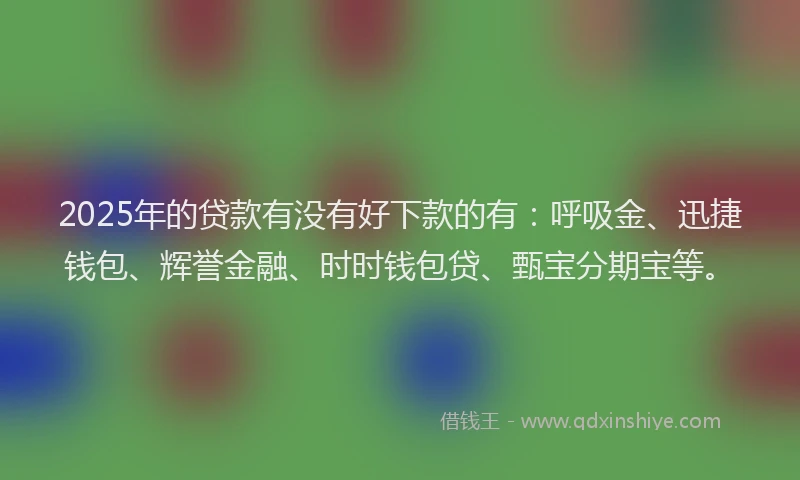 2025年的贷款有没有好下款的有:呼吸金、迅捷钱包、辉誉金融、时时钱包贷、甄宝分期宝等。