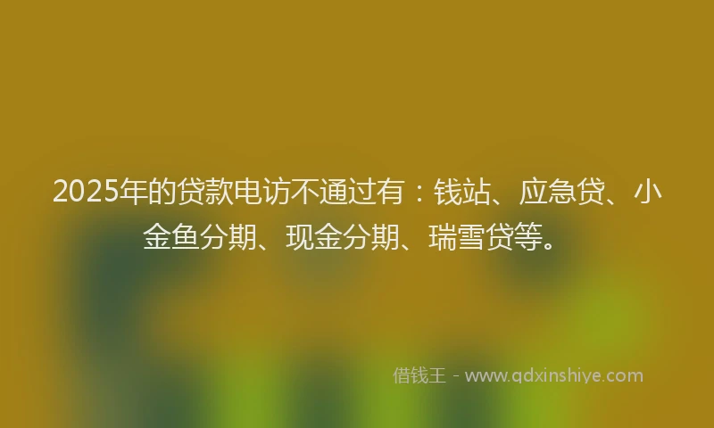 2025年的贷款电访不通过有:钱站、应急贷、小金鱼分期、现金分期、瑞雪贷等。