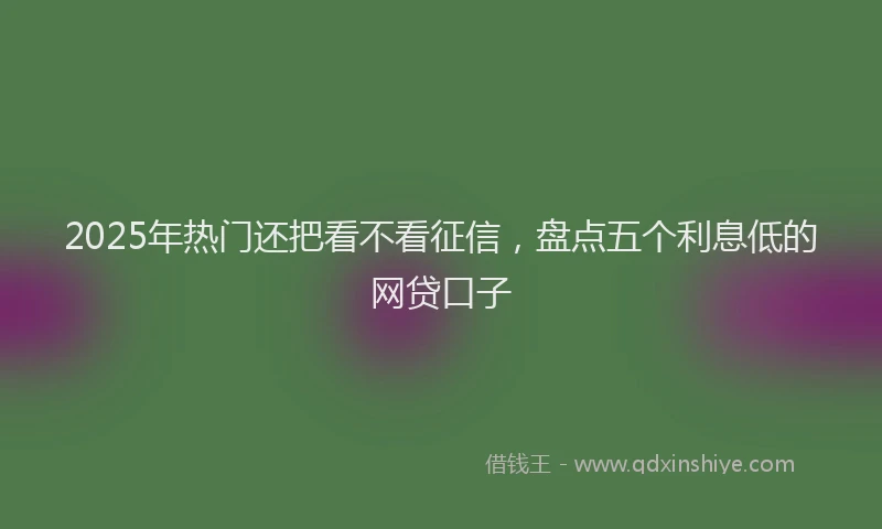 2025年热门还把看不看征信,盘点五个利息低的网贷口子