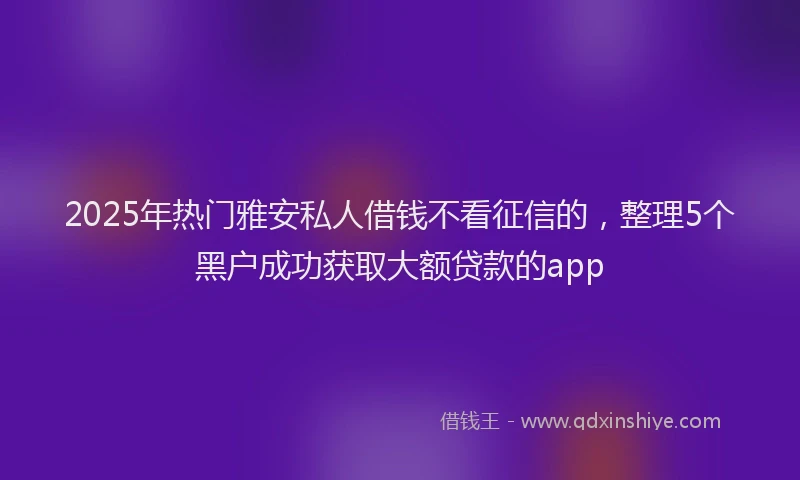 2025年热门雅安私人借钱不看征信的,整理5个黑户成功获取大额贷款的app