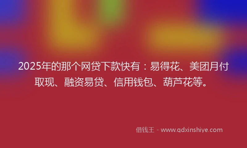 2025年的那个网贷下款快有：易得花、美团月付取现、融资易贷、信用钱包、葫芦花等。
